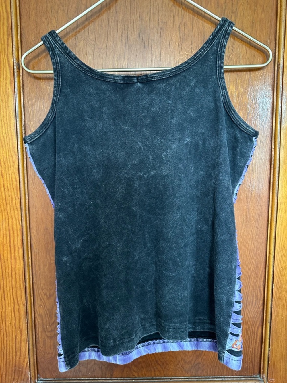 Bohemian Razor Cut Floral Design Whimsical Y2K Women’s Acid Wash Tank Top size M - Picture 3 of 5
